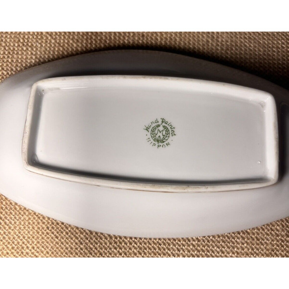 Nippon Hand Painted Celery / Relish Dish Gold Trim--Vintage/Japan/Beautiful - Picture 7 of 11